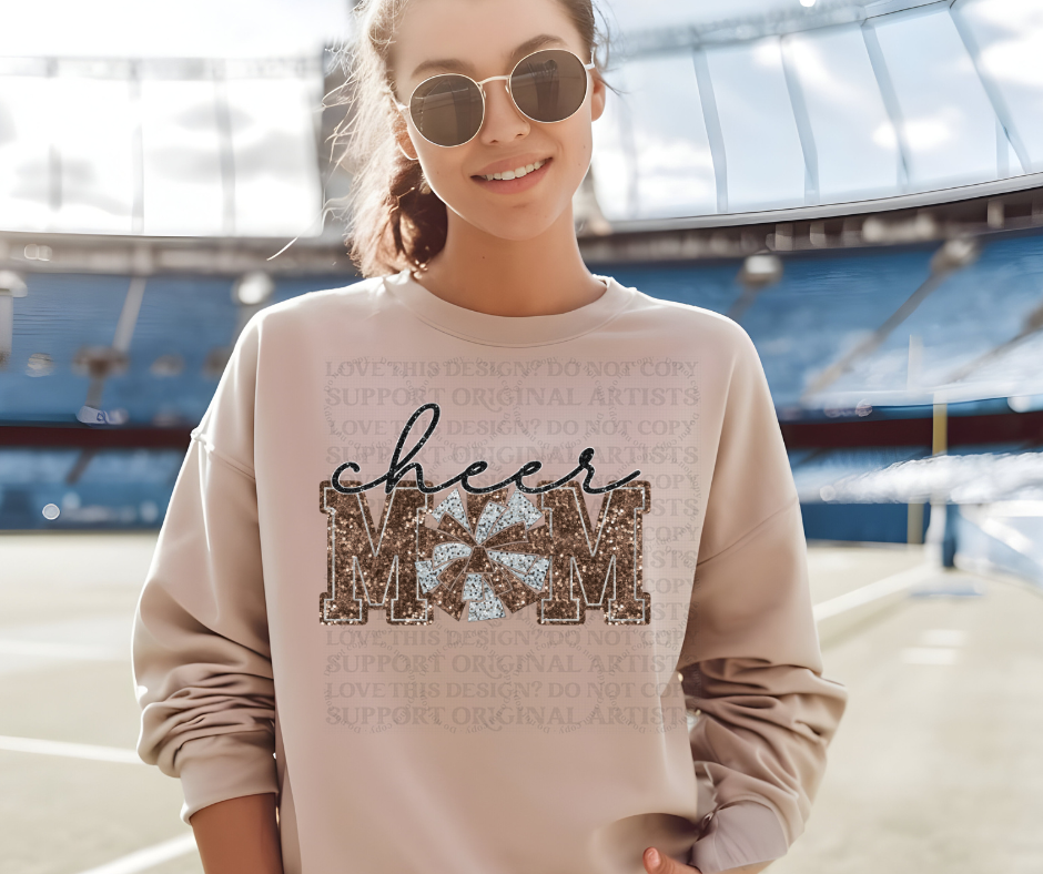 5221 - Cheer Mom faux glitter brown *DTF