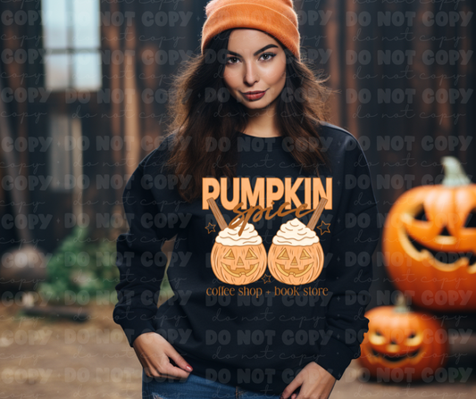 6467 - Pumpkin spice coffee shop book store *DTF Transfer