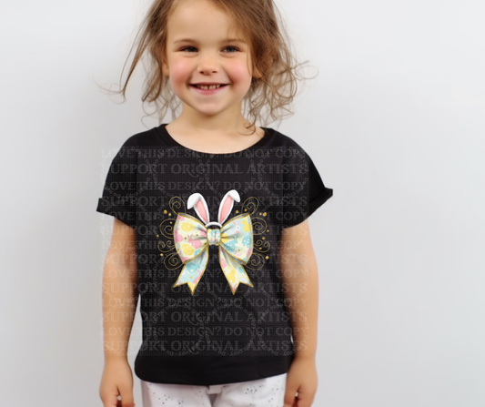 5461 - Easter bunny ears with bow *DTF