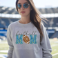 5233 - Football Mom faux glitter blue and yellow with light football *DTF