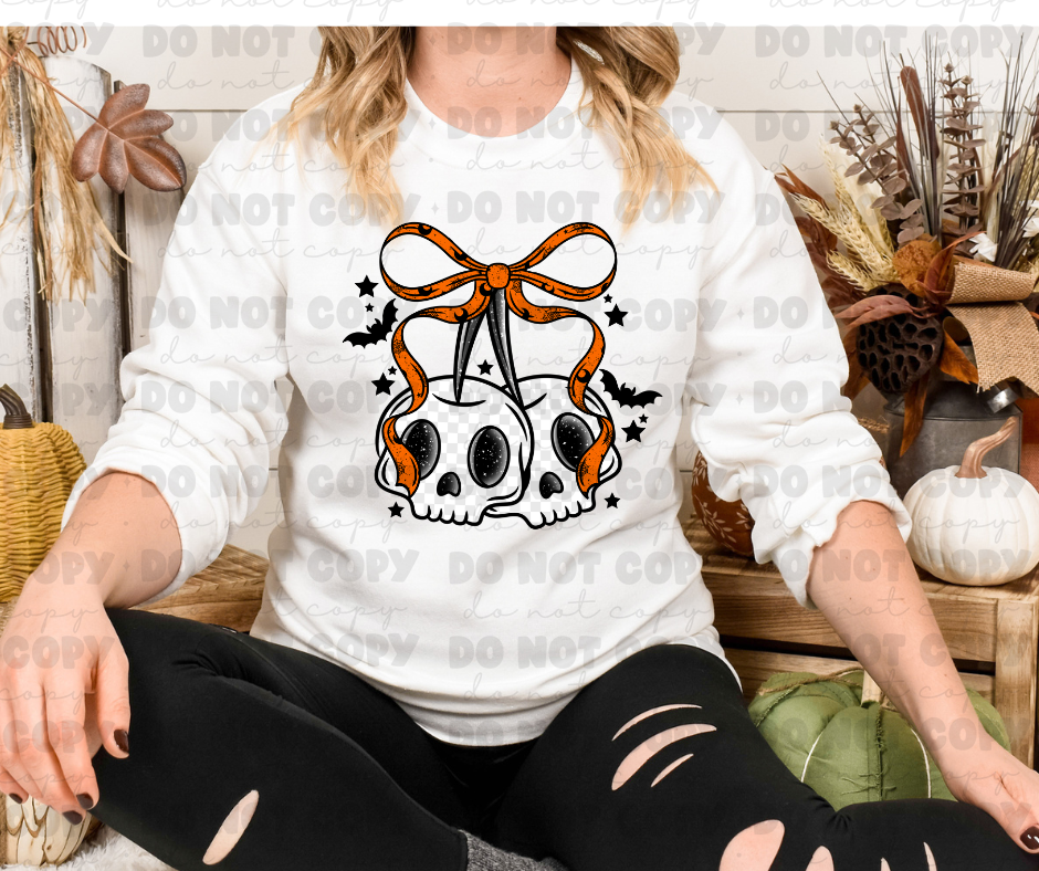 6471 - Orange ribbon skull cherries *DTF Transfer