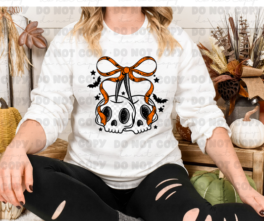 6471 - Orange ribbon skull cherries *DTF Transfer