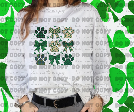5084 - Paw and bow St. Patrick's Day *DTF