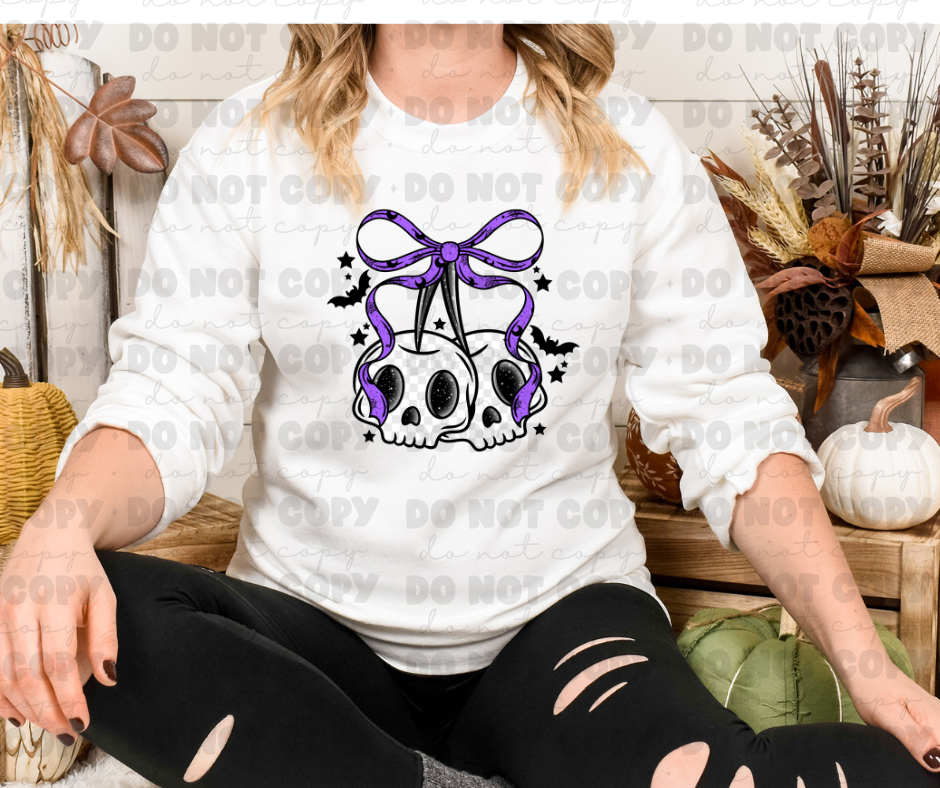 6469 - Purple ribbon skull cherries *DTF Transfer