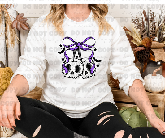 6469 - Purple ribbon skull cherries *DTF Transfer