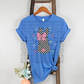5476 - Checkered Easter Bunny with bow *DTF