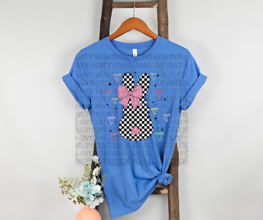 5476 - Checkered Easter Bunny with bow *DTF