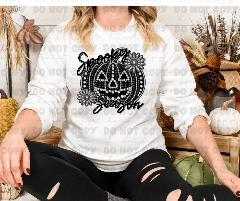 6476 - Spooky season black pumpkin *DTF Transfer