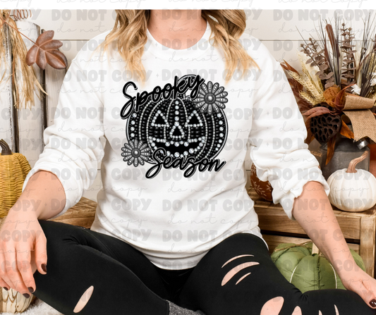 6476 - Spooky season black pumpkin *DTF Transfer