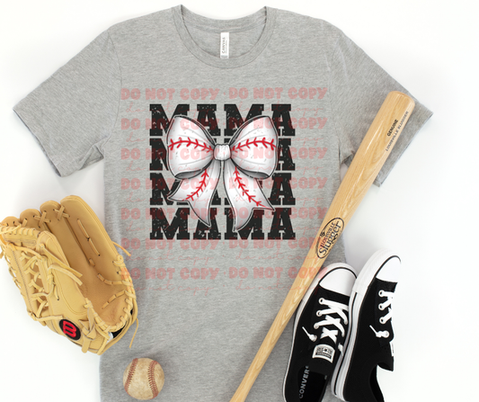 5178 - Baseball mama stacked with bow *DTF