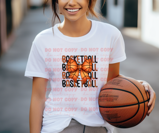 5209 - Basketball stacked with coquette bow *DTF
