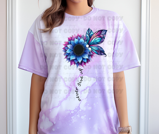 6416 - Never give up sunflower with butterfly * DTF Transfer