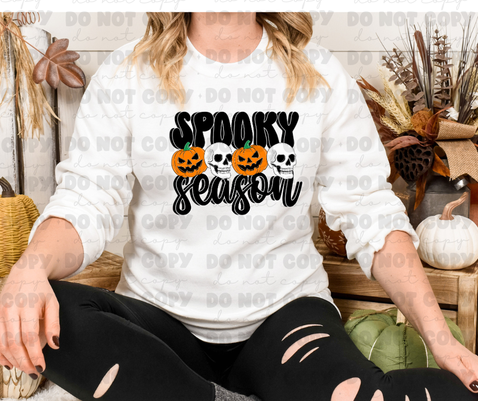 6483 - Spooky season pumpkins and skulls *DTF Transfer