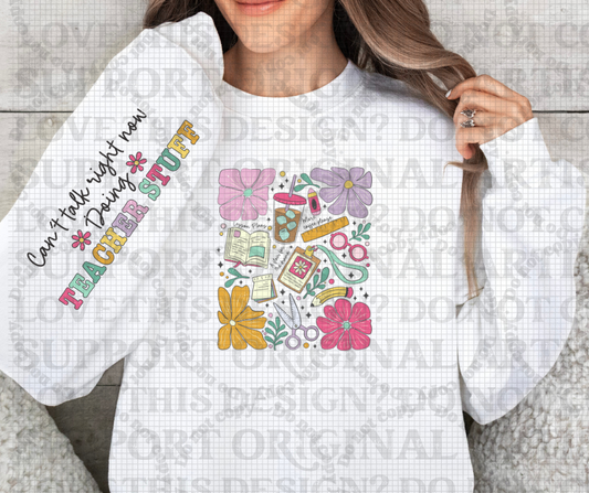 5639 - Floral teacher with teacher stuff sleeve * DTF