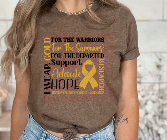 5368 - I wear Gold for Childhood cancer awareness *DTF