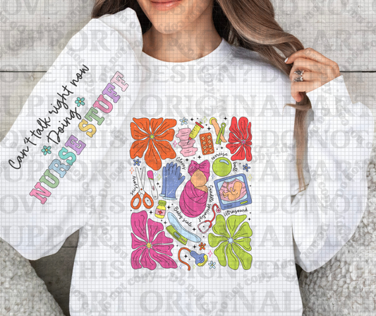 5640 - Floral Nurse with nurse stuff sleeve * DTF