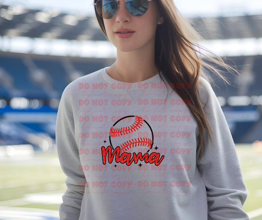 5179 - Mama red baseball outline *DTF