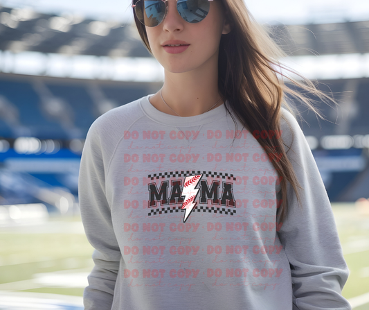 5180 - Mama baseball checkered *DTF