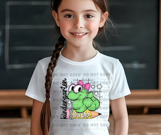 6148 - Kindergarten squad caterpillar with bow * DTF Transfer