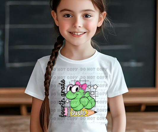 6149 - Fourth grade squad caterpillar with bow * DTF Transfer