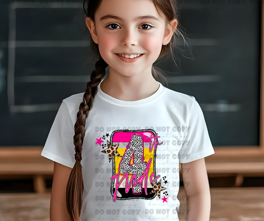 6168 - 4th grade polka dot pencil * DTF Transfer