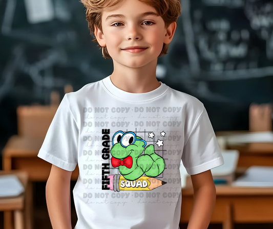 6152 - Fifth grade squad caterpillar with bowtie * DTF Transfer