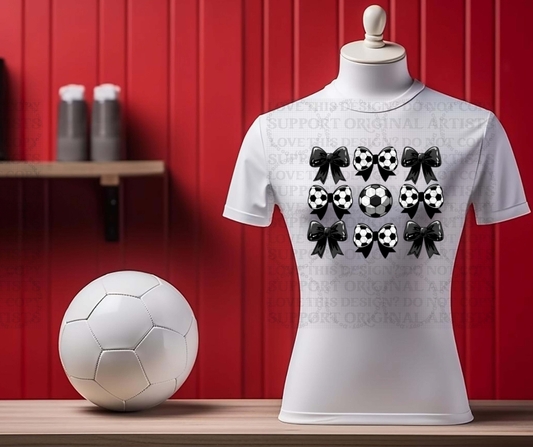 5217 - Soccer bows with black bows *DTF
