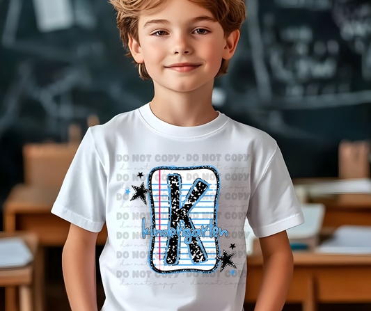 6117 - Kindergarten blue notebook paper * DTF Transfer