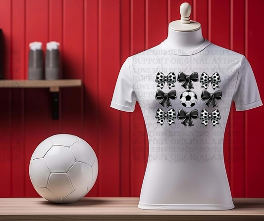 5218  - Soccer coquette bows with black bows *DTF