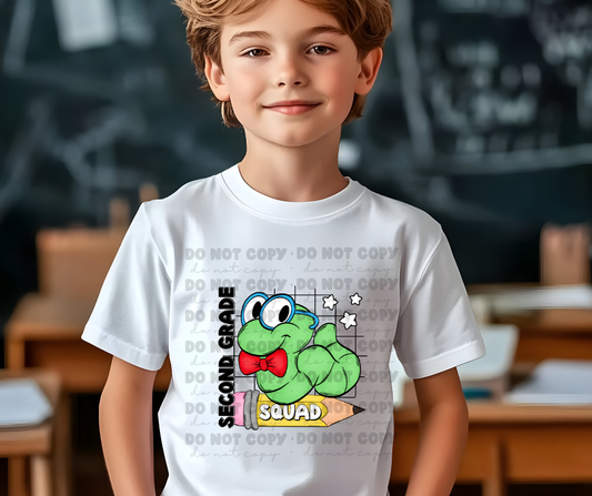 6155 - Second grade squad caterpillar with bowtie * DTF Transfer