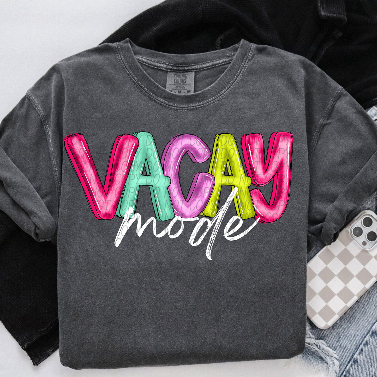 5268 - Vacay mode white letters *DTF
