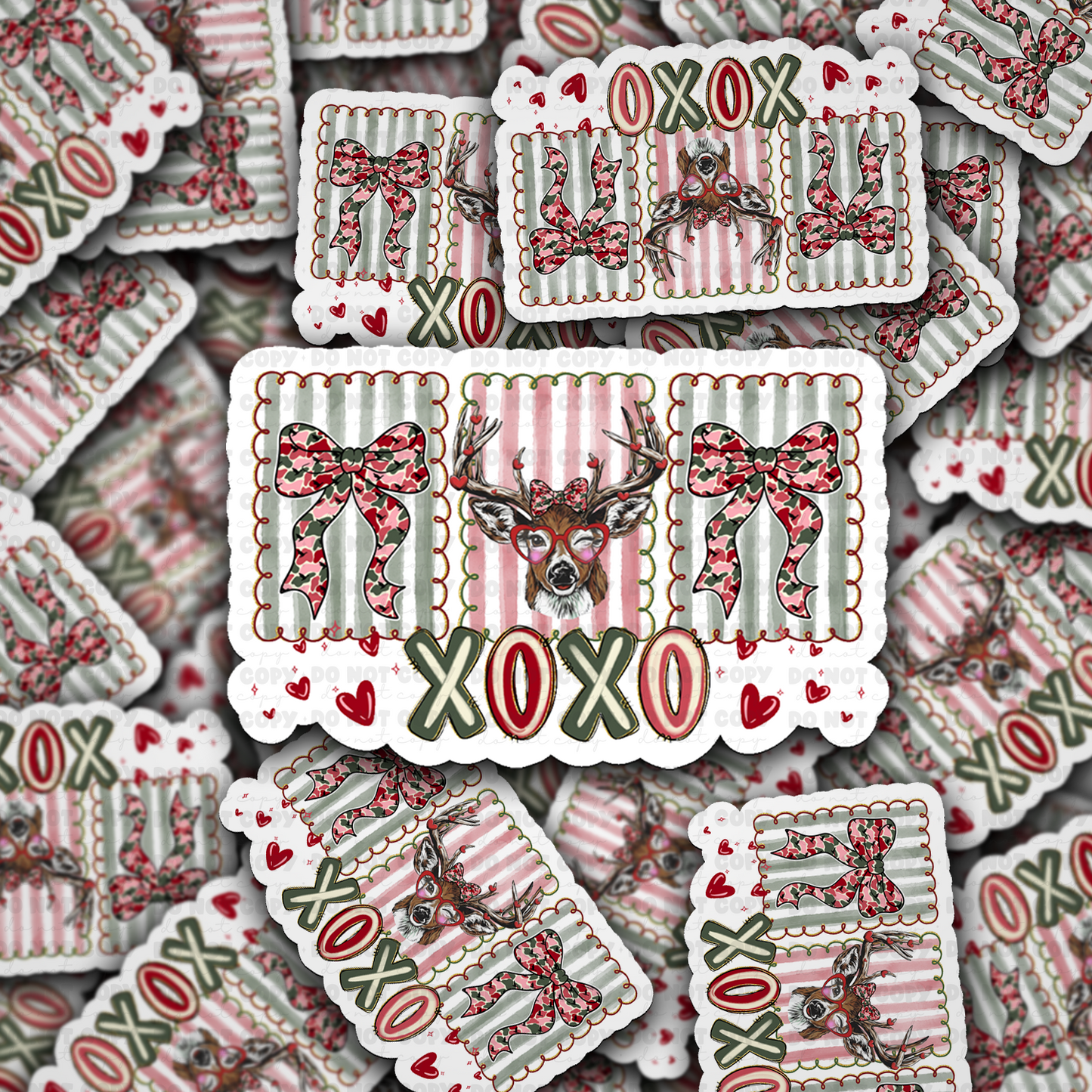 DS - 2588 Camo valentine deer Die Cut Sticker