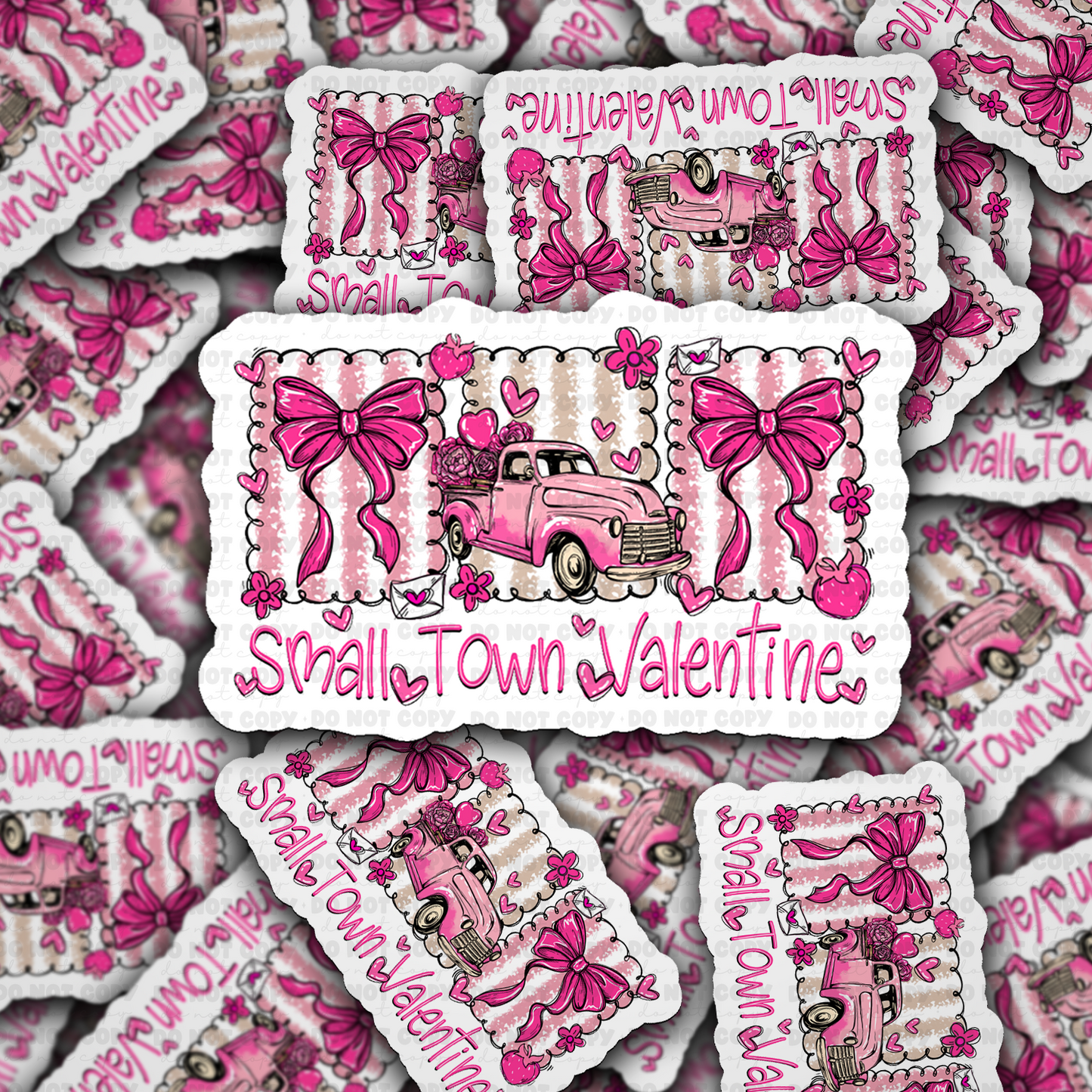 DS - 2600 Small town valentine truck Die Cut sticker