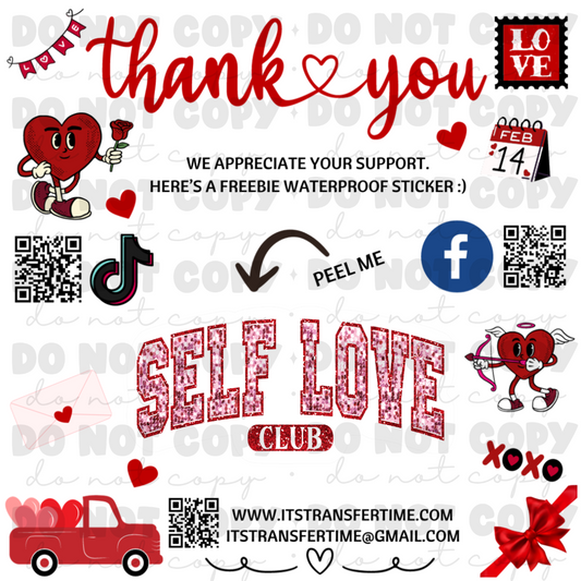 Custom thank you for your order with freebie Self Love Club sticker cut outs *YOU CHOSE QUANTITY* *Ships within 3-5 business days*