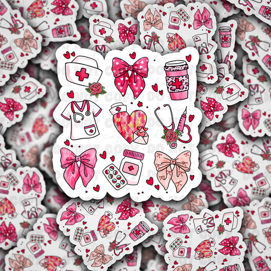 DC 1329 - Valentine Nurse - die cut sticker