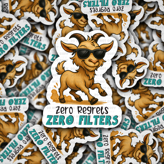 DS - 2449 Zero regrets zero filters Die Cut Sticker