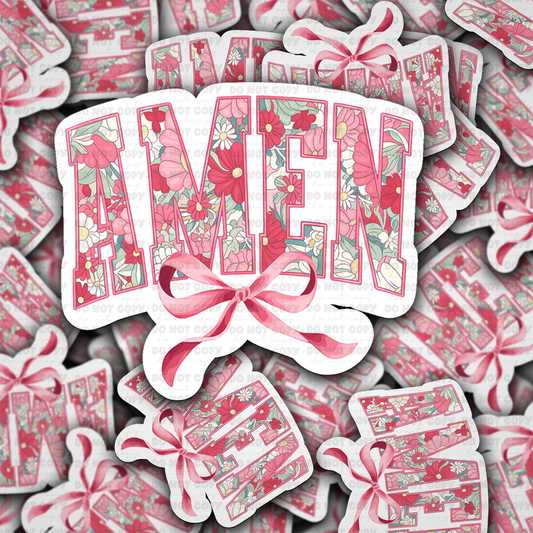 DC 1370 Amen with bow - die cut sticker