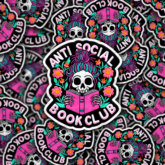DC 983 Anti social book club Die cut sticker