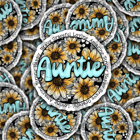 Auntie Die cut sticker 3-5 Business Day TAT