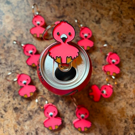Flamingo soda can tab opener keychain