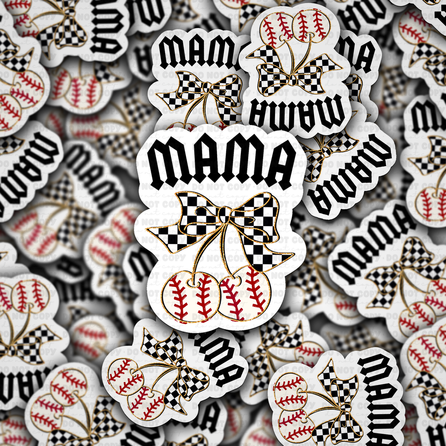 DC 1816 - Mama Baseball cherries Die Cut Sticker