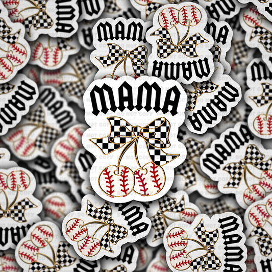 DC 1816 - Mama Baseball cherries Die Cut Sticker