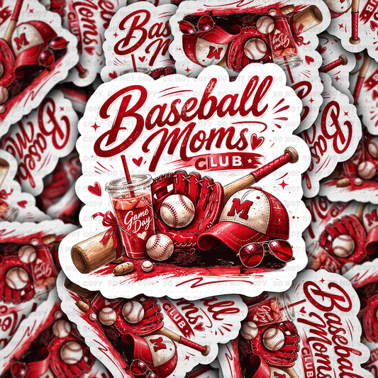 DS - 2706 Baseball moms club Die Cut sticker