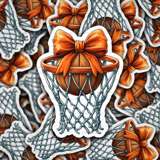 DC 1473 - Basketball hoop with bow die cut sticker