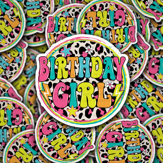 DS - 2546 Leopard Birthday girl Die Cut Sticker