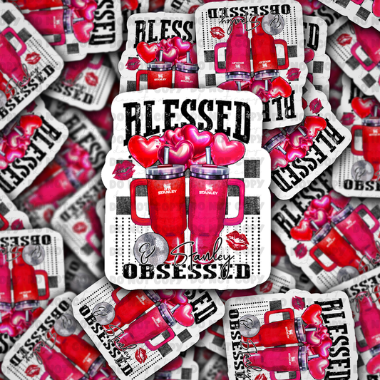 DC585 Blessed and cup obsessed Die cut sticker 3-5 Business Day TAT
