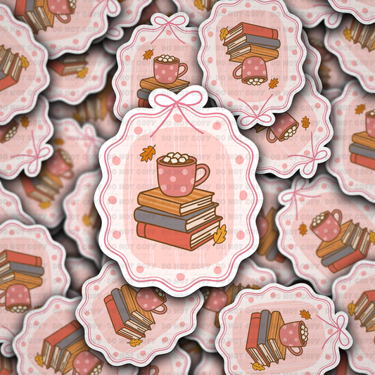 DC 2071 - Books with cup Die Cut Sticker
