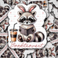 DC 1494 - booktrovert raccoon die cut sticker