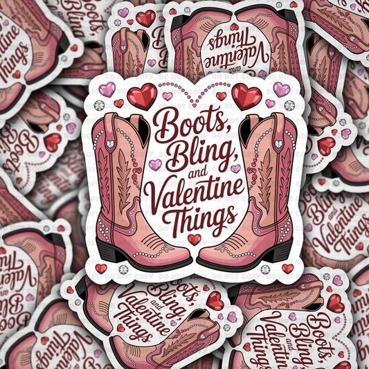 DS -2367- Boots bling and Valentine things Die Cut Sticker