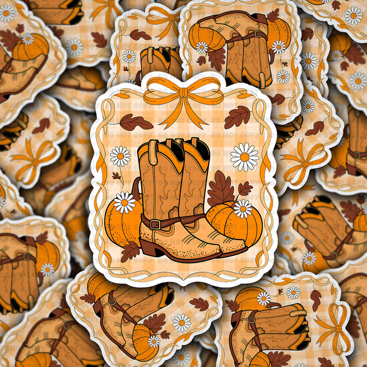 DC 2001 - Fall boots with pumpkin Die Cut Sticker